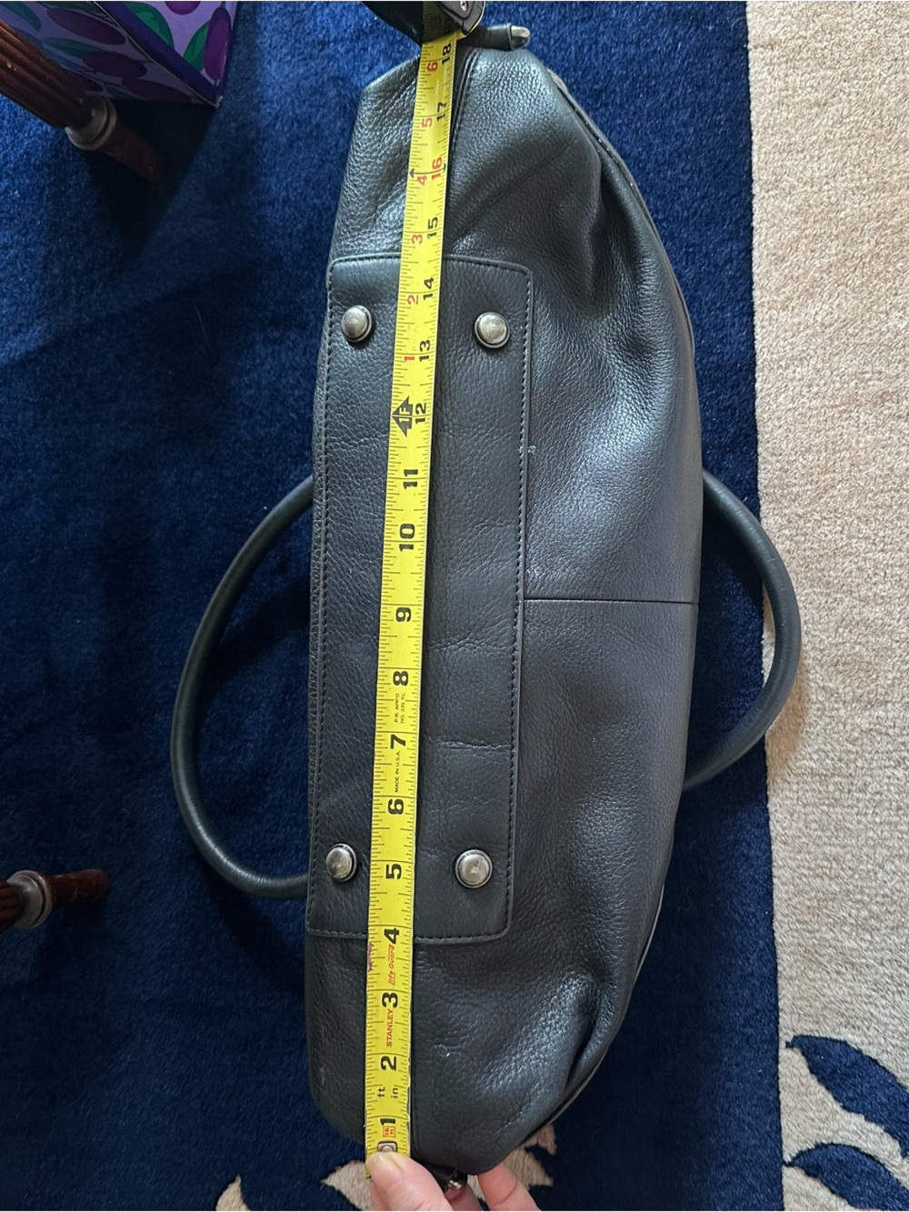 b. makowsky Black Leather Double-Handle Shoulder Bag - Picture 10 of 11